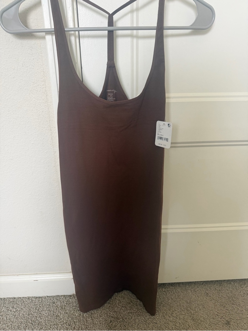 NWT Dark Brown Free People intimately Spaghetti Strap Mini Dress - Picture 8 of 9